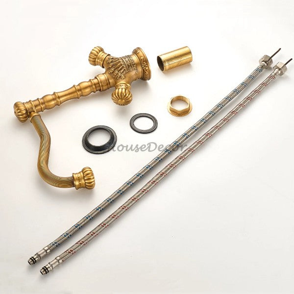 Antique Brass bath shower mixer tap swivel spout additional view