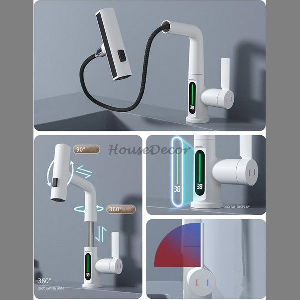 Modern bathroom basin mixer tap waterfall spout additional view