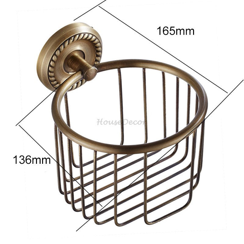 Antique Brass toilet paper holder detailed product view additional view