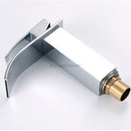 Chrome bath shower mixer tap waterfall spout detail view