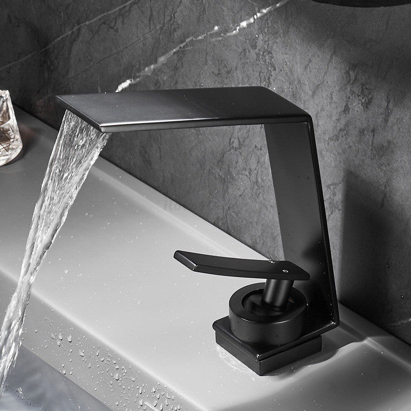 Modern bathroom basin mixer tap waterfall spout additional view