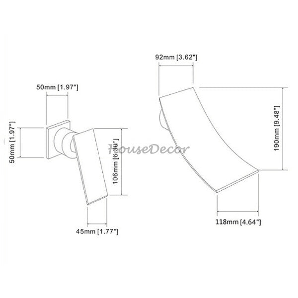 Modern Brass bath shower mixer tap waterfall spout additional view