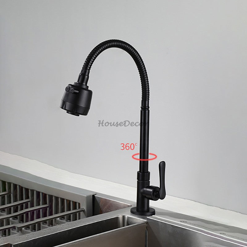 Matte Black kitchen sink mixer tap deck mounted design additional view