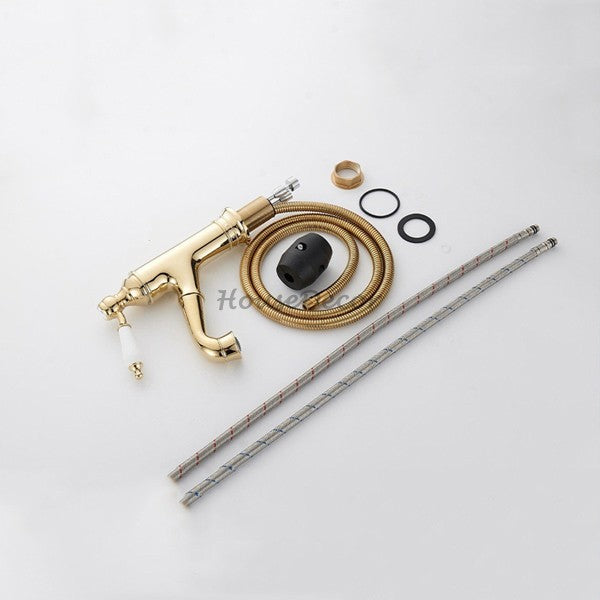 Antique Brass bath shower mixer tap pull out spray additional view