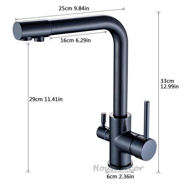 Black kitchen sink mixer tap swivel spout additional view