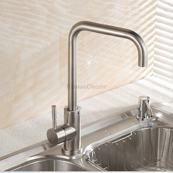 Modern Stainless Steel kitchen sink mixer tap single lever control main view