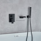 Modern bath shower mixer tap waterfall spout detail view