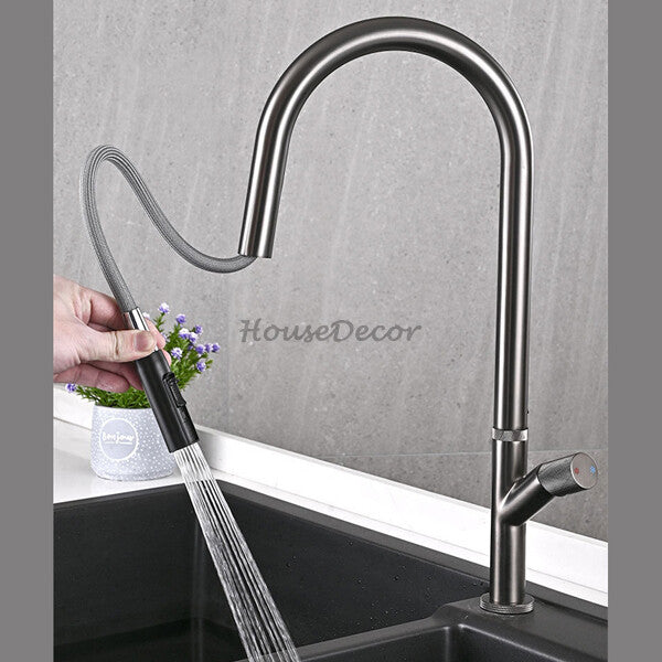 Modern kitchen sink mixer tap pull out spray additional view