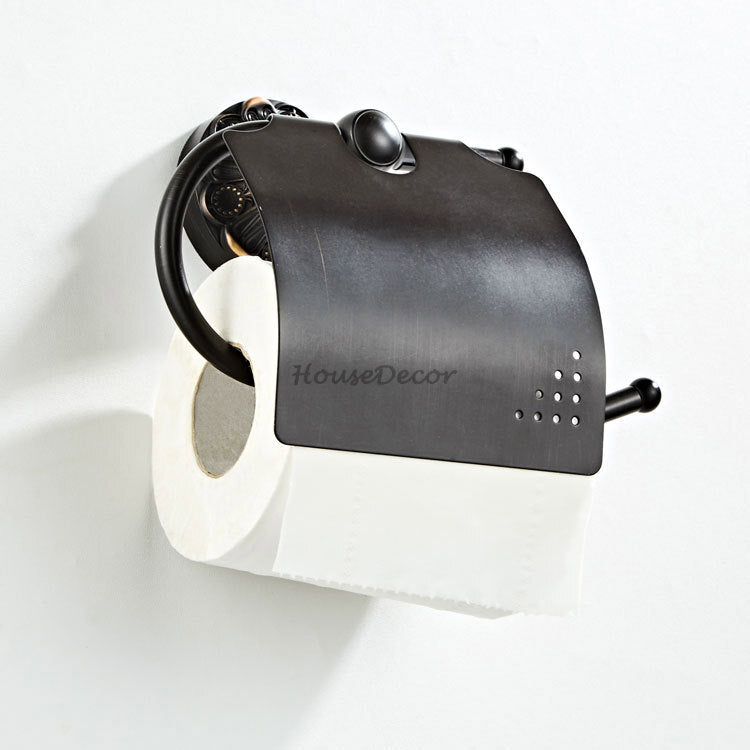 Black toilet paper holder detailed product view detail view