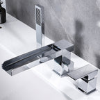 Modern bath shower mixer tap waterfall spout detail view