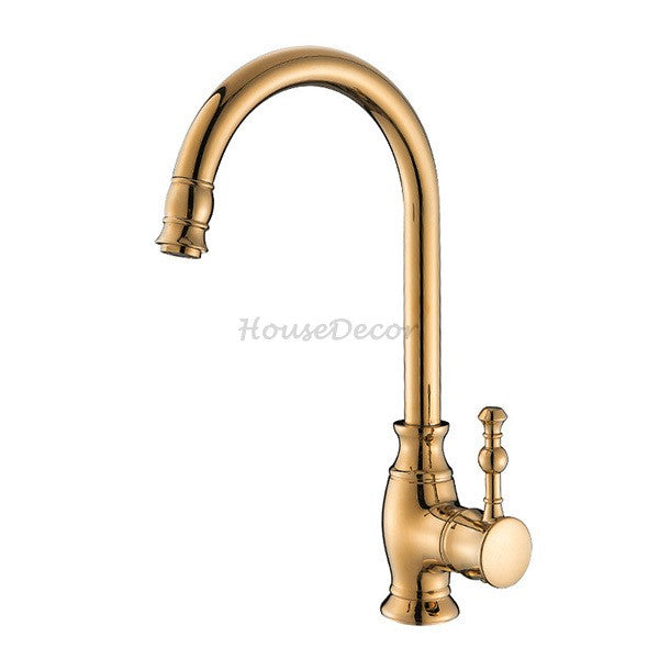 Gold Brass kitchen sink mixer tap swivel spout main view