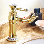 Gold Ceramic bath shower mixer tap swivel spout detail view
