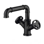 Modern bath shower mixer tap dual handle control detail view
