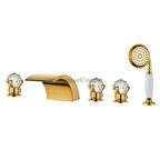 Gold bath shower mixer tap waterfall spout main view