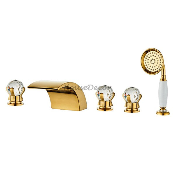 Gold bath shower mixer tap waterfall spout main view