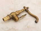 Antique Brass kitchen sink mixer tap swivel spout detail view