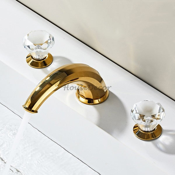 Gold bath shower mixer tap dual handle control additional view