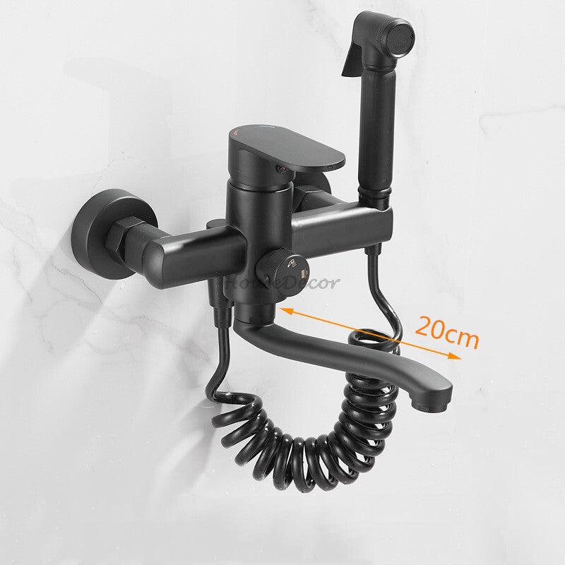 Modern bath shower mixer tap swivel spout detail view