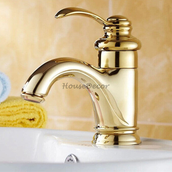 Gold Brass bath shower mixer tap single lever control main view