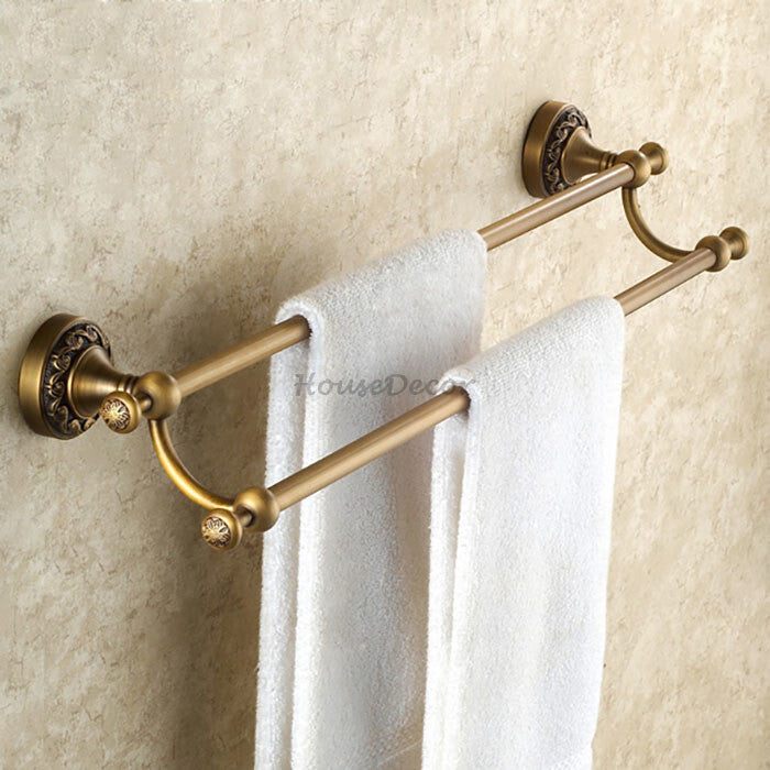 Antique Brass towel rack wall mounted design main view