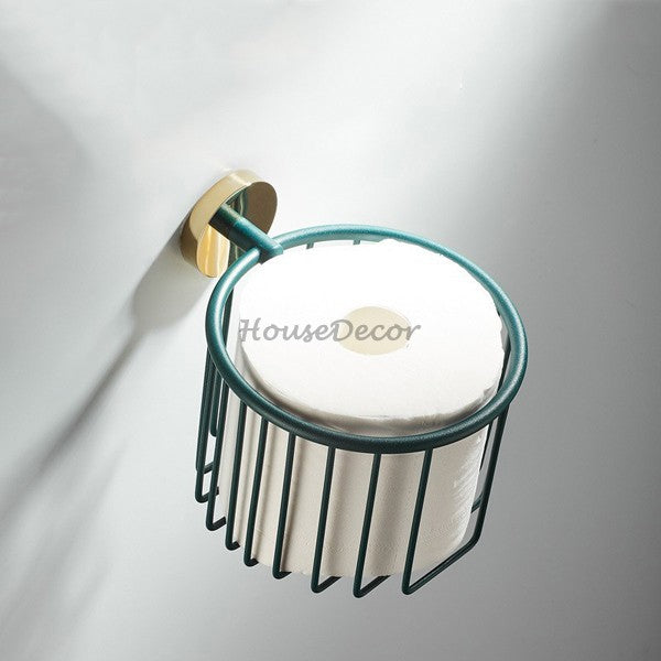 Green Brass toilet paper holder detailed product view detail view