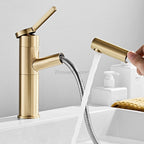 Brushed Gold Brass bath shower mixer tap pull out spray additional view