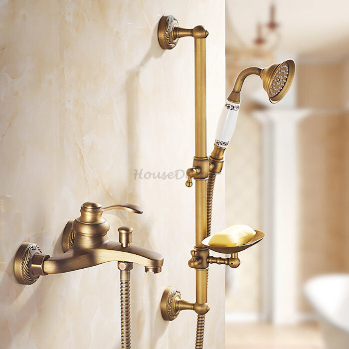 Antique Brass bath shower mixer tap handheld shower set main view