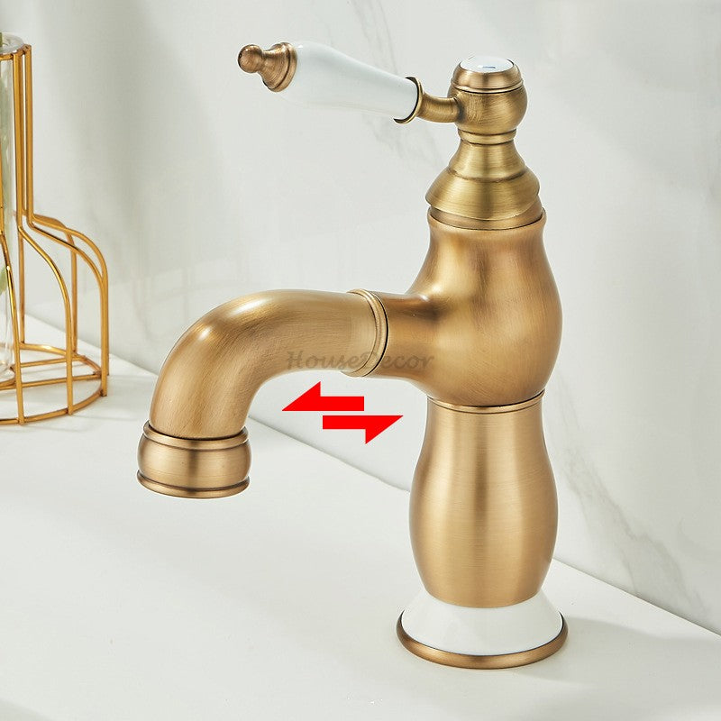 Antique Brass bath shower mixer tap pull out spray detail view