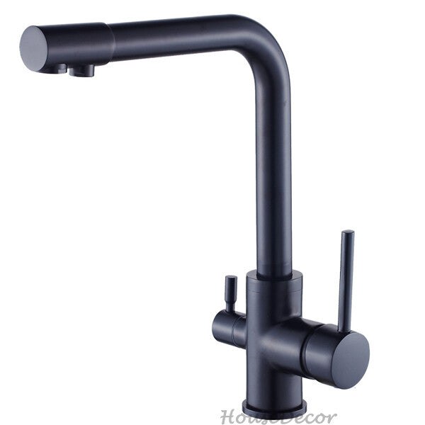 Black kitchen sink mixer tap swivel spout main view
