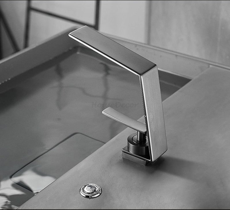 Modern bathroom basin mixer tap waterfall spout additional view