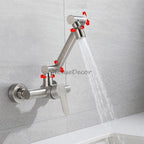 Modern kitchen sink mixer tap swivel spout detail view