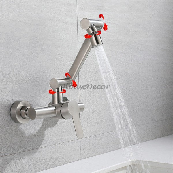 Modern kitchen sink mixer tap swivel spout detail view