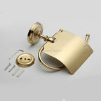 Gold toilet paper holder wall mounted design detail view