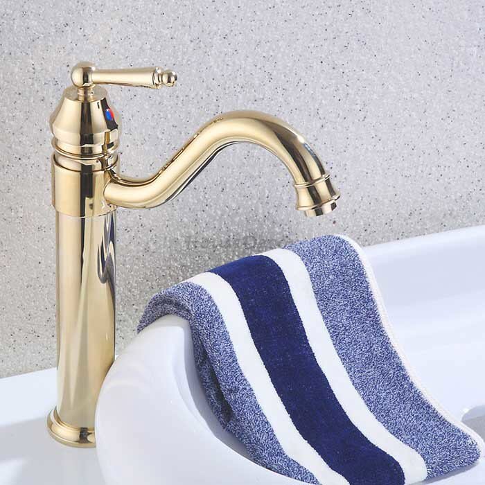 Gold bath shower mixer tap swivel spout detail view