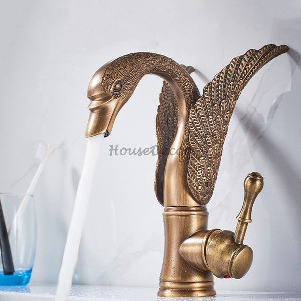 Antique Brass bathroom basin mixer tap detailed product view detail view