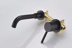 Black bath shower mixer tap wall mounted design detail view