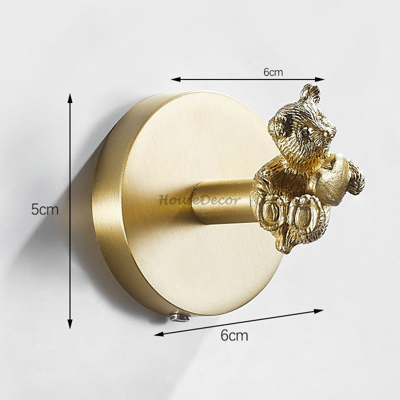 Brass robe hook wall mounted design detail view