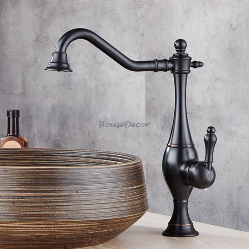 Antique Brass kitchen sink mixer tap swivel spout detail view