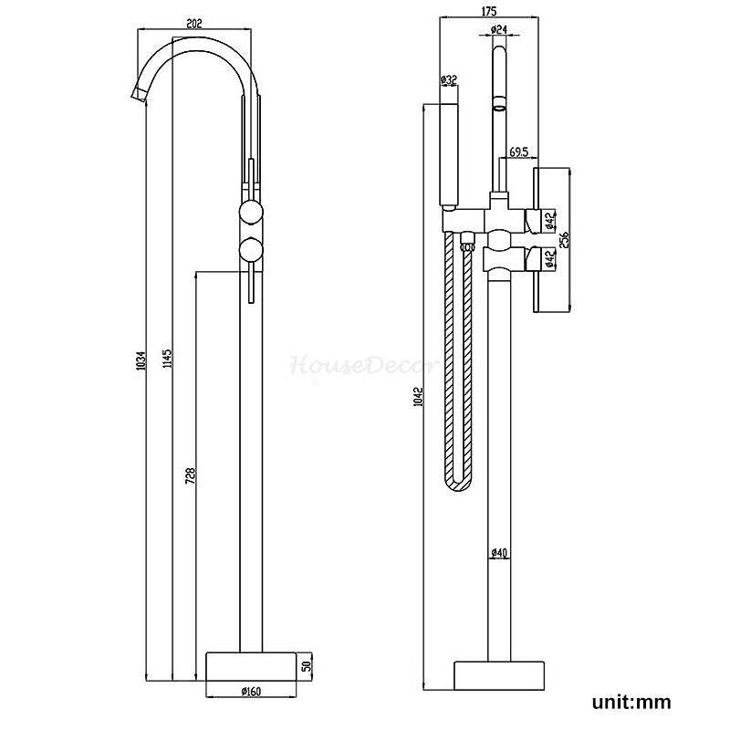 Modern bath shower mixer tap floor mounted design additional view