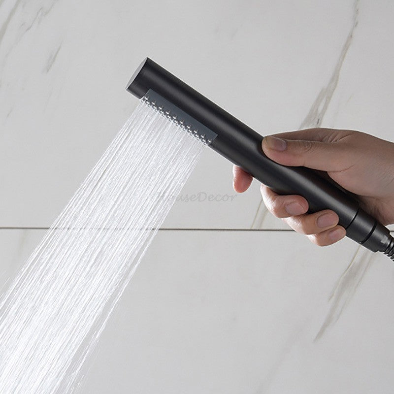 Concealed Rainfall Shower Mixer Tap Set Wall Dual Head Modern Bathroom Bath Unit