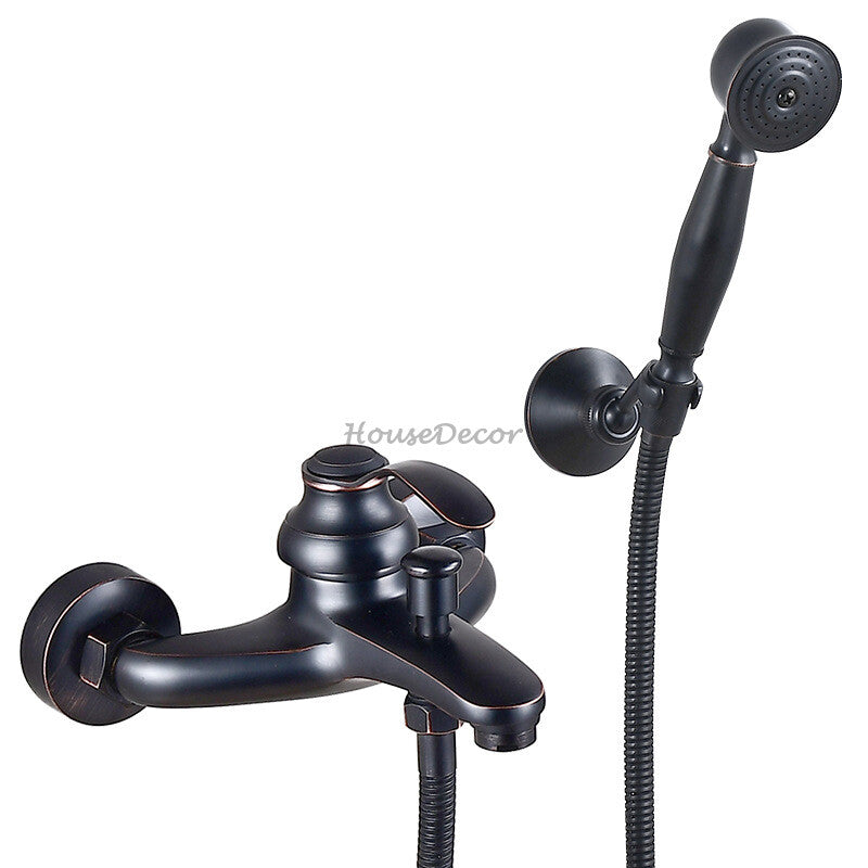 Bronze bath shower mixer tap wall mounted design detail view