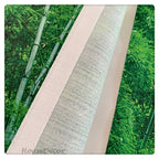 Green Fabric doorway curtain room divider design detail view