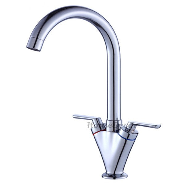 Chrome kitchen sink mixer tap swivel spout main view