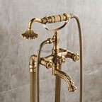 Antique Brass bath shower mixer tap floor mounted design additional view