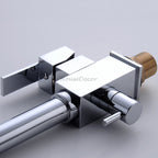 Modern kitchen sink mixer tap swivel spout detail view