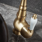 Retro Brass Mixer Tap Single Lever Victorian Traditional Swivel Spout Faucet