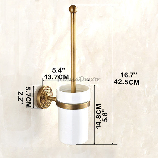 Antique Brass toilet brush holder detailed product view additional view