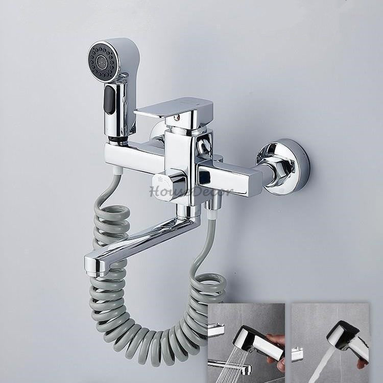 Modern bath shower mixer tap wall mounted design detail view