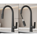 Modern kitchen sink mixer tap pull out spray detail view
