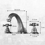 Modern bath shower mixer tap dual handle control detail view